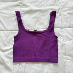 Zara Womens Size XS/Small Cropped Ribbed Tank Top Purple Breathable Soft